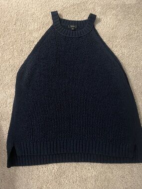 J. Crew Navy Ribbed Halter-Style Crewneck Sweater